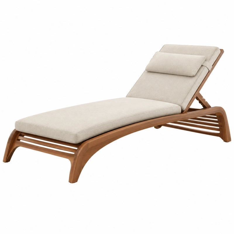Gartenliege 200 x 70 cm Holz Beige verstellbar