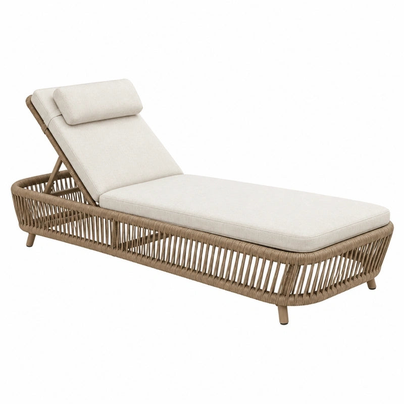 Sonnenliege 200 x 75 x 85 cm Geflecht Beige für Garten verstellbar