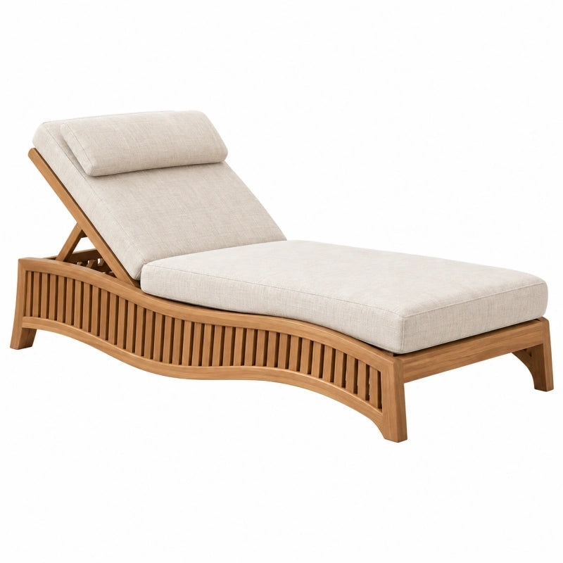 Gartenliege 200 x 70 x 80 cm Holz Beige verstellbare Rückenlehne