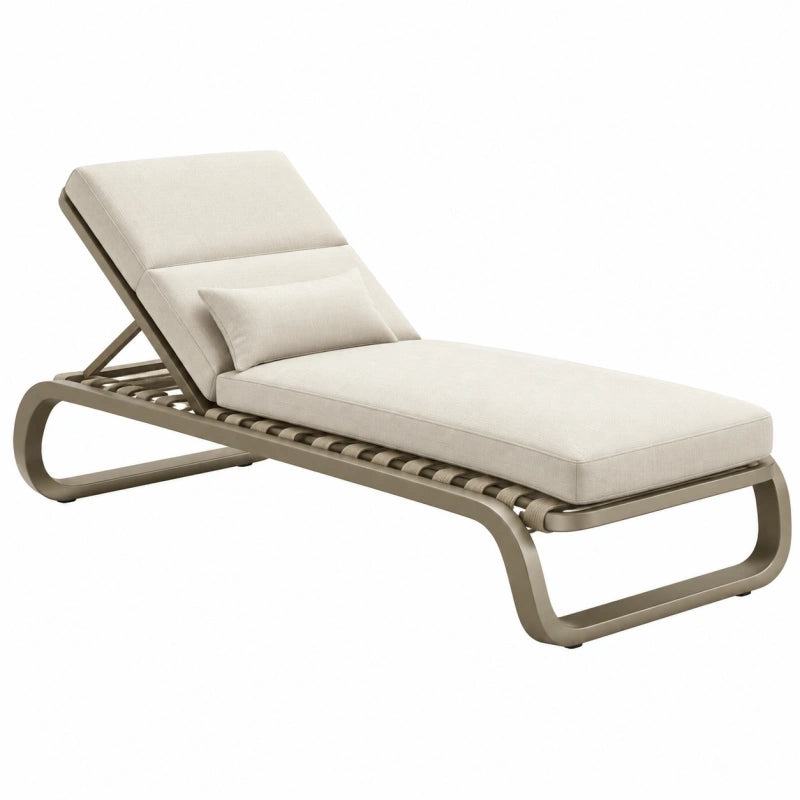 Gartenliege 200 x 70 x 85 cm Aluminium Textil Beige mit verstellbarer Rückenlehne