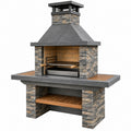 Grillkamin 120 x 70 x 220 cm aus Stein und Beton Grau Braun für Garten mit Grillrost