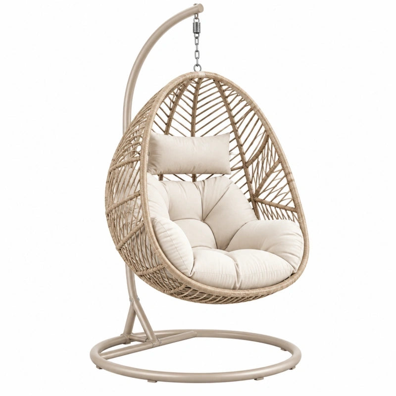 Hängesessel 110 x 105 x 195 cm Geflecht Beige mit Metallgestell
