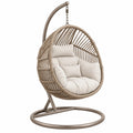 Hängesessel 100 x 100 x 195 cm Geflecht Metall Taupe Beige mit Standgestell
