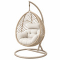 Hängesessel 105 x 105 x 195 cm Beige mit geflochtenem Sitz und Metallgestell für Innenbereiche
