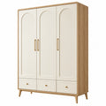 Kleiderschrank 150 x 55 x 200 cm Holzwerkstoff Creme Hellbraun mit 3 Türen und 3 Schubladen