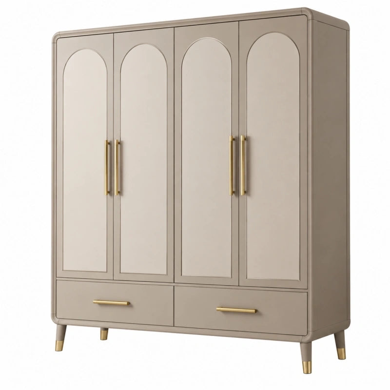 Kleiderschrank 180 x 55 x 200 cm in Taupe aus Holzwerkstoff mit 4 Türen und 2 Schubladen