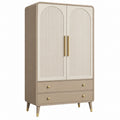 Kleiderschrank 90 x 45 x 180 cm Holzwerkstoff Beige mit 2 Türen und 2 Schubladen