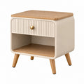 Nachttisch 45 x 40 x 55 cm in Creme und Holzoptik mit Schublade und offenem Fach
