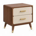 Nachttisch 50 x 40 x 60 cm in Walnussbraun Beige mit 2 Schubladen Retro-Stil