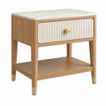 Nachttisch 55 x 40 x 65 cm Holzoptik Weiß mit Schublade und Ablage