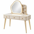 Frisiertisch 100 x 45 x 140 cm in Creme und Gold mit Spiegel LED-Beleuchtung und Schubladen